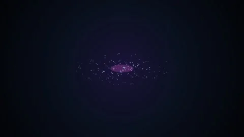 Abstract purple glowing disc with orbiting blue particles Stock Footage 335943512