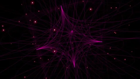 Abstract purple glowing lines and particles move dynamically Stock Footage 327546151
