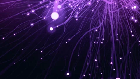 Abstract purple glowing particles flow down dark background dynamic motion lo Stock Footage 327510492