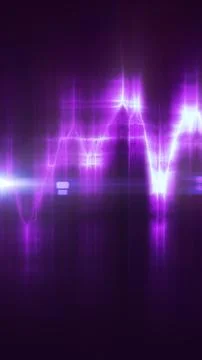 Abstract purple glowing waveform with neon light pulses, suggesting digital.. Stock Illustration