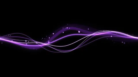 Abstract purple glowing waves flowing with particle lights on black backgro.. Video stock 344823660