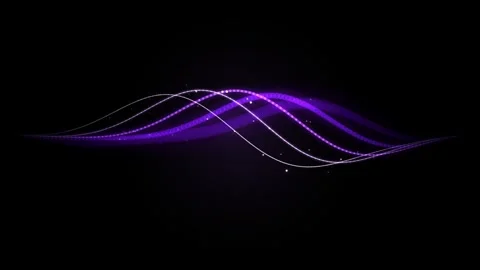 Abstract purple glowing waves flowing across black background dynamic motio.. Video stock 344823662