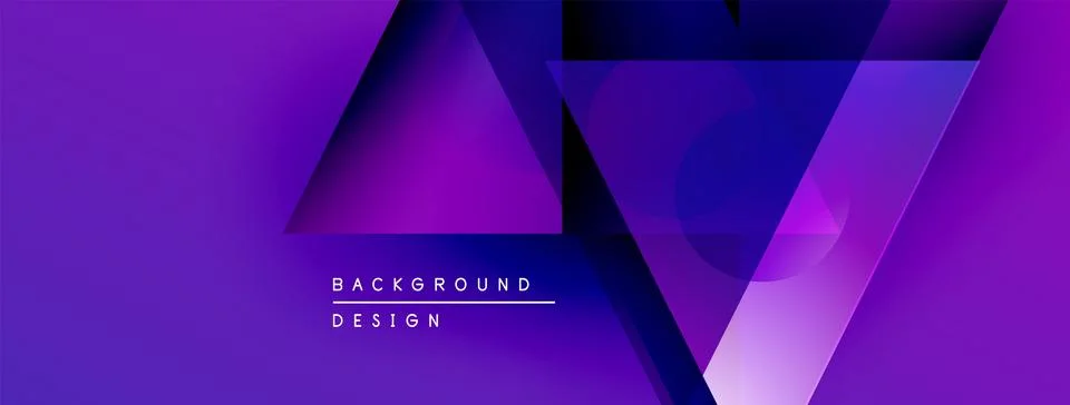 Abstract purple gradient background. Geometric shapes overlap creating dynamic Stock Illustration