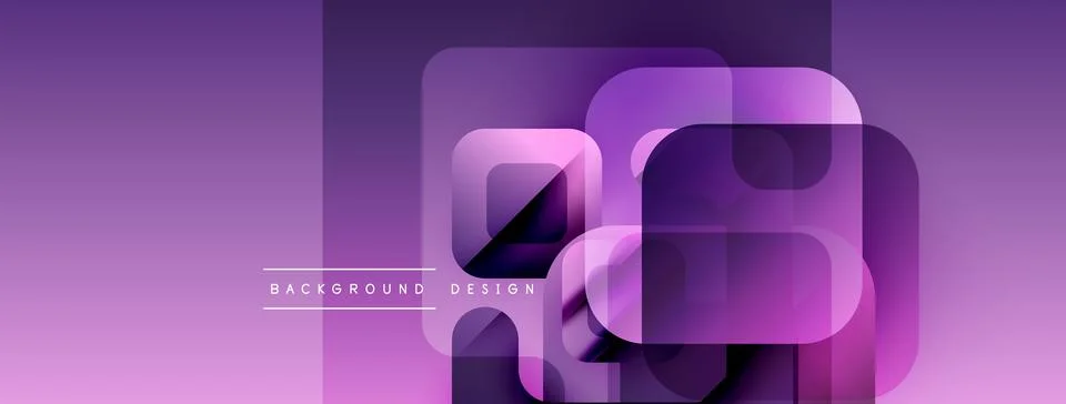 Abstract purple gradient background. Overlapping rounded squares create modern Stock Illustration
