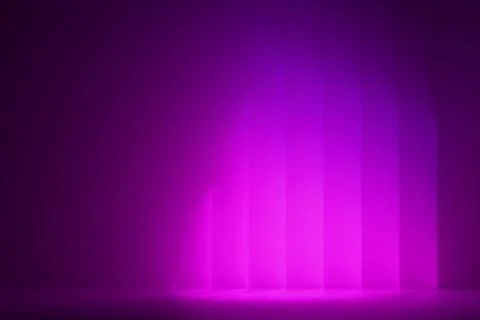 Abstract purple gradient rays in a row of neon light on a black background. 3 Stock Illustration