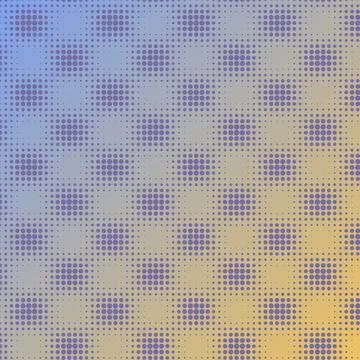 Abstract purple halftone dot pattern on blue and yellow gradient background.. Illustration