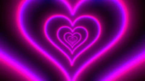 Abstract Purple Heart loop tunnel background - Heart Neon tunnel loop Vídeos de archivo 219467574