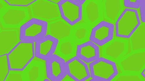 Abstract purple hexagon pattern on bright green background Illustrazione stock