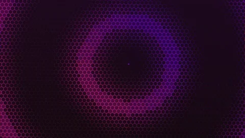 Abstract purple hexagon pattern pulses with light motion in dark background Stock Footage 348108511