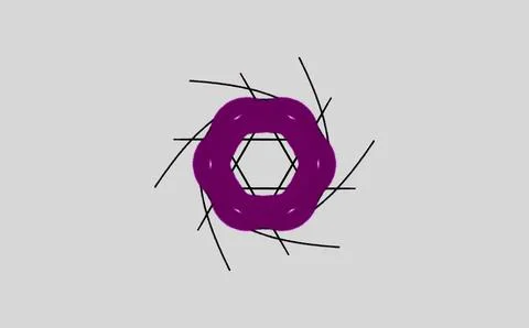 Abstract purple hexagonal aperture wheel pattern on light grey backgroun Stock Illustration
