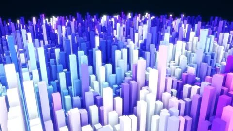 Abstract purple landscape of futuristic rectangles moving waves background Illustrazione stock