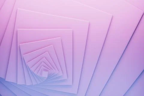 Abstract purple layered frames form endless recursive portal with smooth matt Stock Photos