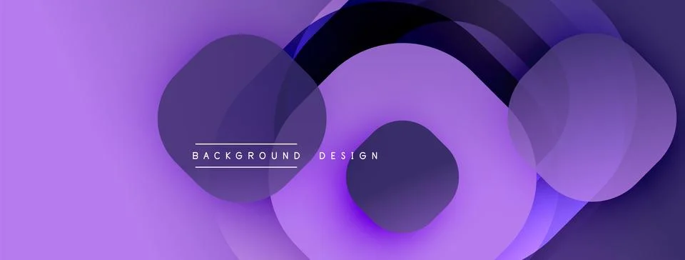 Abstract purple layers create dynamic composition. Overlapping circles, varying 库存插图