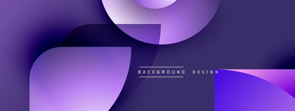 Abstract purple layers create dynamic visual flow. Smooth gradients suggest Illustrazione stock