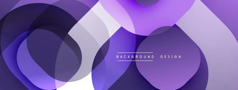 Abstract purple layers create flowing design. Overlapping shapes suggest Illustrazione stock