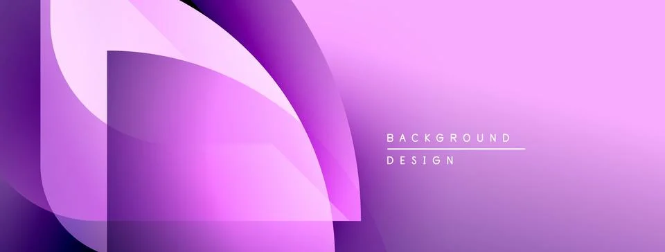 Abstract purple layers create flowing shapes. Gradient background suggests Illustrazione stock