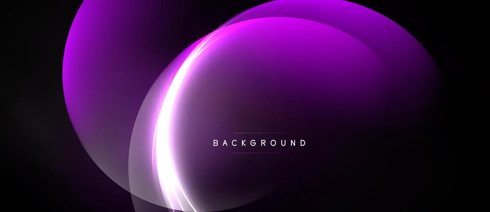 Abstract purple layers create glowing circular design. Dark background Stock Illustration