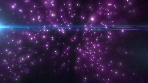 Abstract purple light particles radiating through dark space with glowing b.. 스톡 일러스트