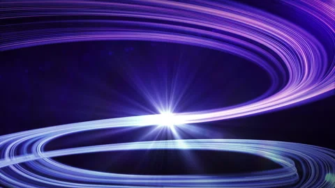 Abstract purple light trails creating energy movement Stockbeeldmateriaal 329054324