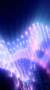 Abstract purple light wave landscape with dotted curves and soft glow, evok.. Stock Illustration