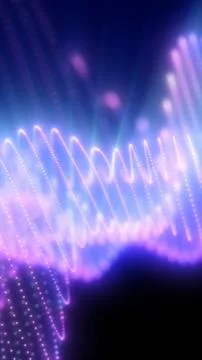 Abstract purple light wave landscape with dotted curves and soft glow, evok.. Stock Illustration