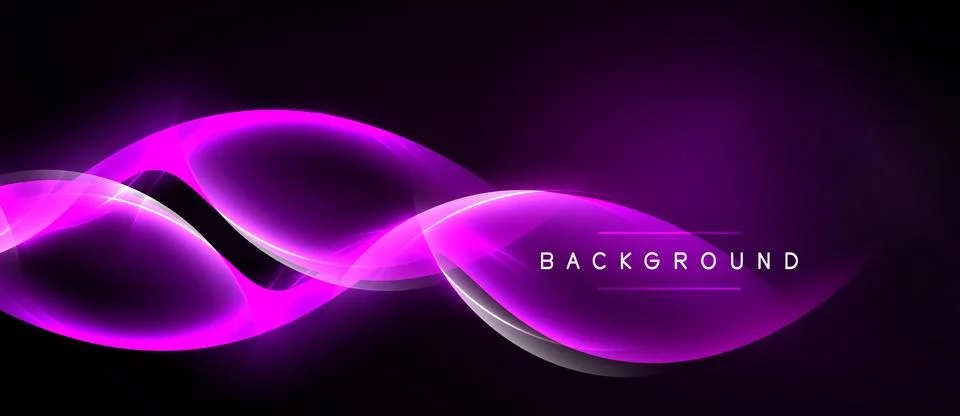 Abstract purple light waves form dynamic shape. Dark background enhances gl.. Stock Illustration