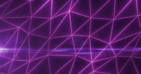 Abstract purple lines and triangles glowing high tech digital energy abstra.. Stockillustratie