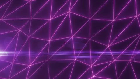 Abstract purple lines and triangles glowing high tech digital energy abstra.. Illustrazione stock