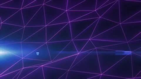 Abstract purple lines and triangles glowing high tech digital energy abstract Illustrazione stock