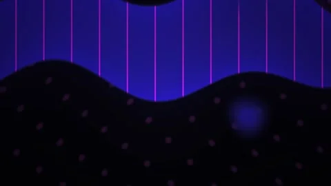 Abstract purple lines on black background with wave pattern and dots. Stock Footage 337498677