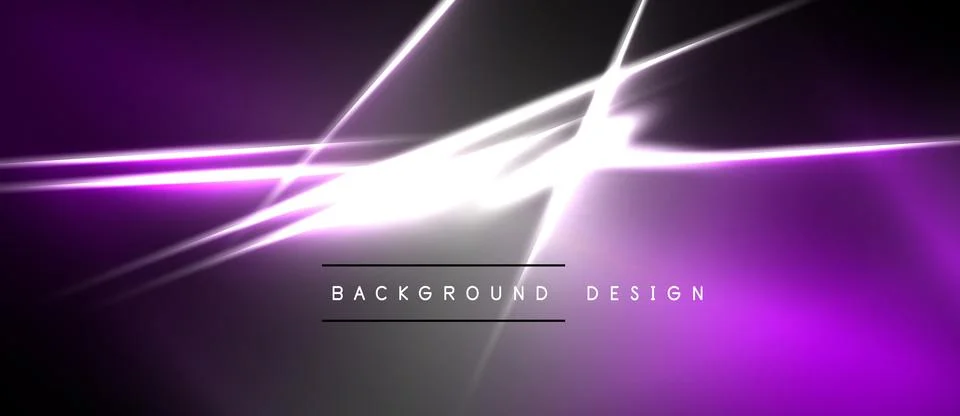 Abstract purple lines create dynamic background. Bright streaks intersect dar Illustrazione stock