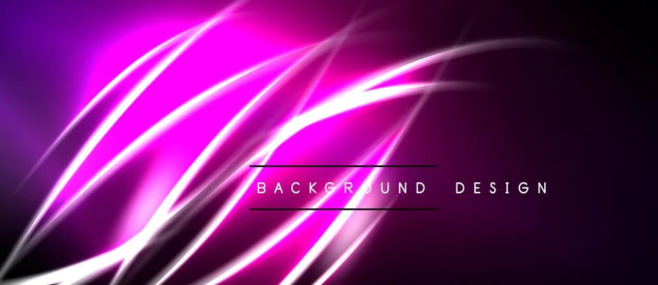Abstract purple lines create dynamic flow. Dark background enhances vibrant.. Stock Illustration