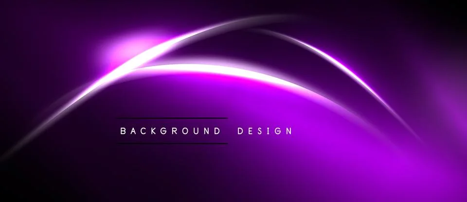 Abstract purple lines create dynamic flow. Dark background emphasizes bright Stock Illustration