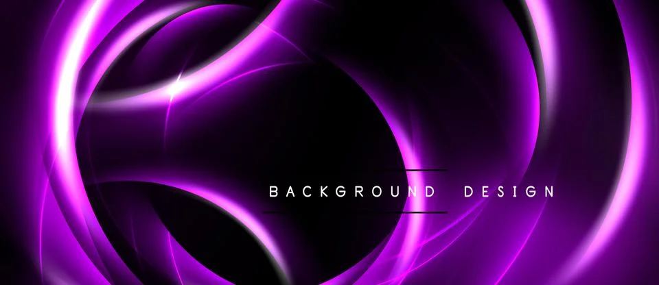 Abstract purple lines form dynamic shapes over black background. Modern desig Stock Illustration