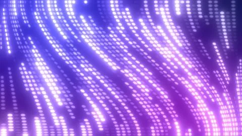 Abstract purple multi-colored glowing flying lines stripes of luminous dots a Stock Illustration