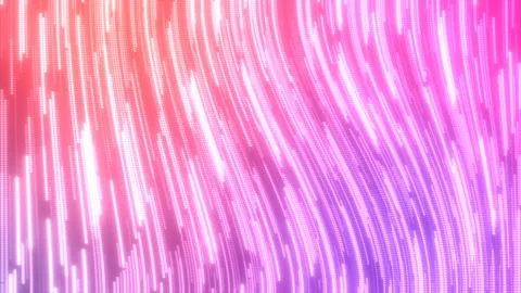 Abstract purple multi-colored glowing flying lines stripes of luminous dots a Stock Illustration
