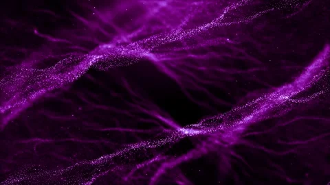 Abstract purple nebula wave flow with bright particle stream Stock Footage 327593494