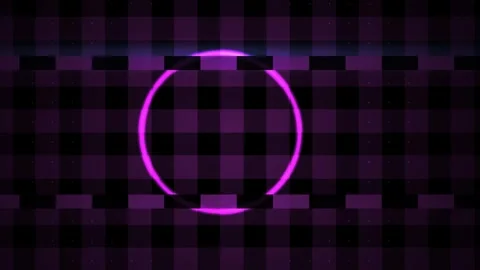 Abstract Purple Neon Circle with Digital Glitch Interference Background. Stock Footage 341803434