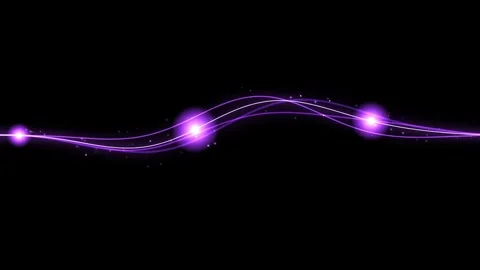 Abstract purple neon glowing wave lines with floating light particles movin.. Video stock 344823659