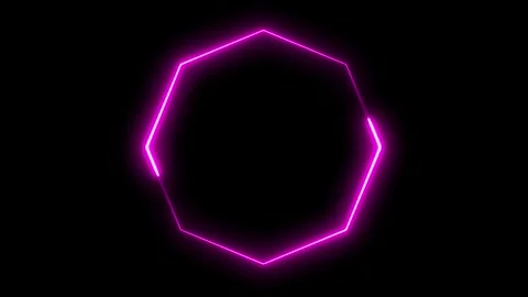 Abstract purple neon hexagon frame motion. Stockbeeldmateriaal 332089320