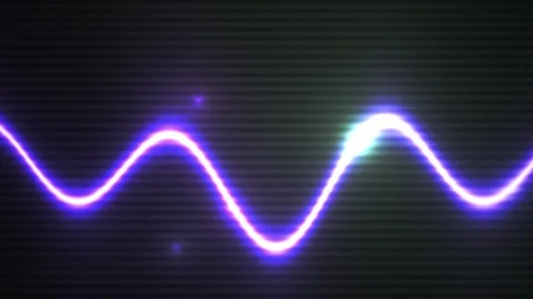 Abstract purple neon light wave pulse on digital dark grid background. Stock Footage 334508223