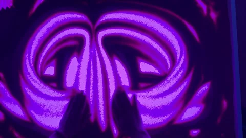 Abstract purple neon sand pattern on luminous light table Видео 336407954