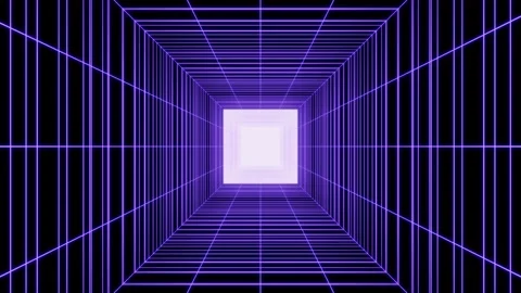 Abstract Purple Neon Spider Web Tunnel VJ Background 库存影片 346699621