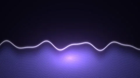Abstract purple neon wave motion background, glowing digital sound frequency Stock Footage 346680340