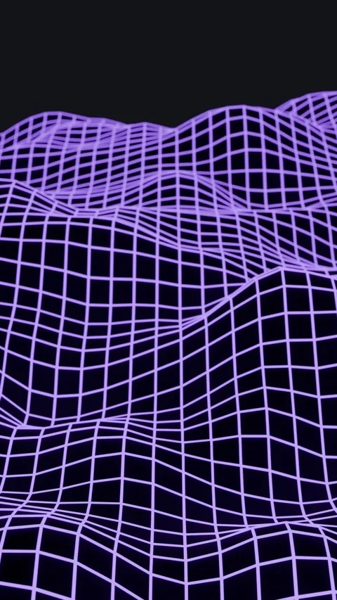 Abstract Purple Neon Wireframe Wave Grid Vertical Background Loop Stock Footage 329678163