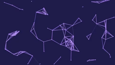 Abstract purple network of connected lines and dots on a dark blue background Stock Footage 329952152