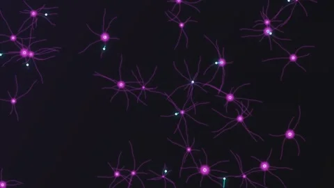 Abstract purple neuron cells forming connections with bright blue pulses ac.. Stock Footage 340852532