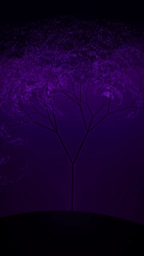 Abstract purple night forest scene with minimalist silhouette tree and star.. Stock Footage 346003312