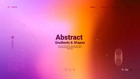 Abstract Purple Orange Gradient Background with Geometric Shapes Stock Illustration