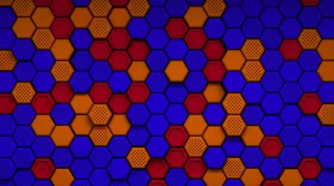 Abstract purple orange red hexagonal background. Embossed Hexagon, honeycomb  스톡 일러스트
